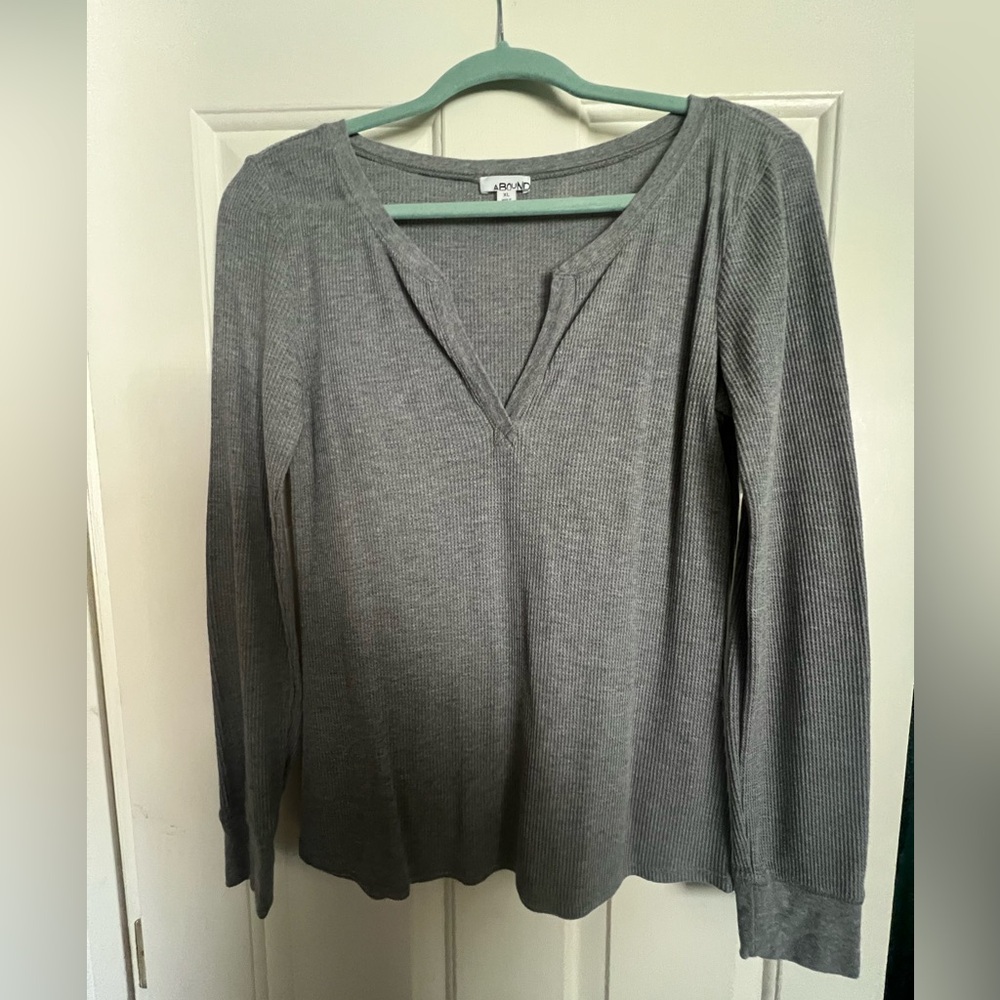 Grey Henley style long sleeve shirt